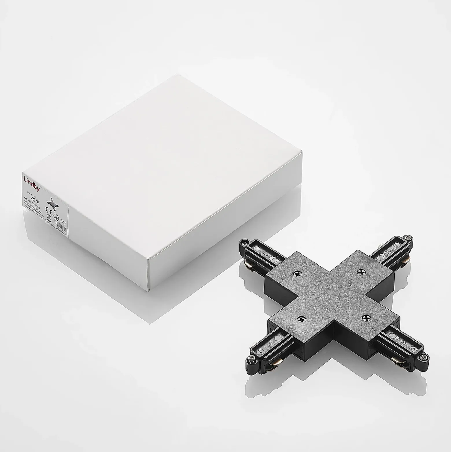 Conector Lindby X Linaro, negro, sistema de riel monofásico