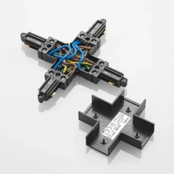 Conector Lindby X Linaro, negro, sistema de riel monofásico