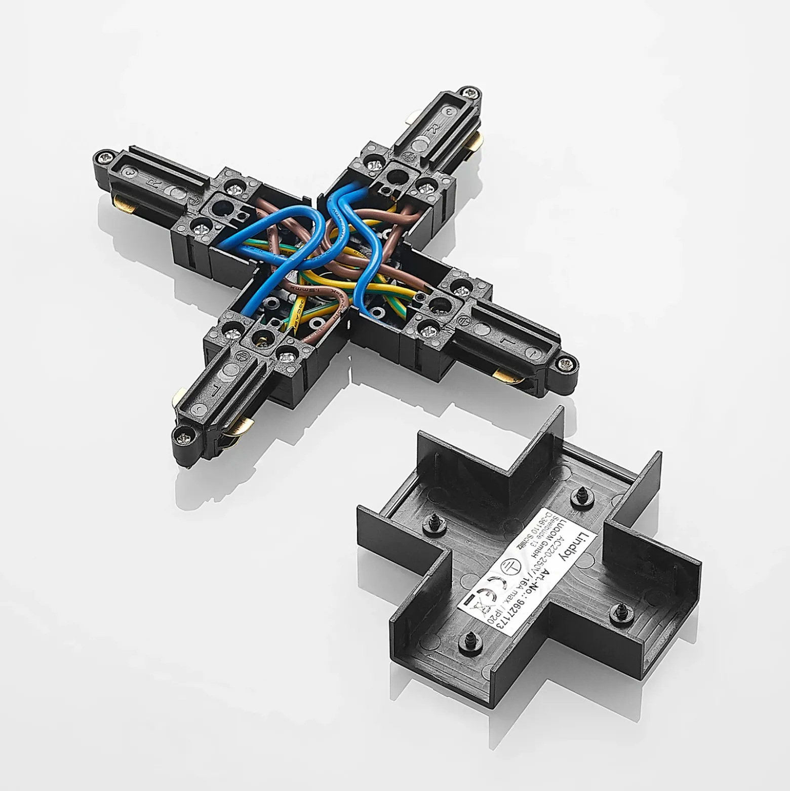 Conector Lindby X Linaro, negro, sistema de riel monofásico