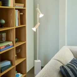 Conjunto de lámpara de pie, gris claro, altura 160 cm, hierro/vidrio, 2 luces