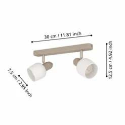 Corato downlight de techo, arena/níquel/opal, 2 luces.