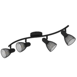 Corvigno downlight de techo, longitud 64 cm, negro, 4 luces, acero