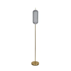 Cápsula lámpara de pie LED, color latón, hierro, acrílico