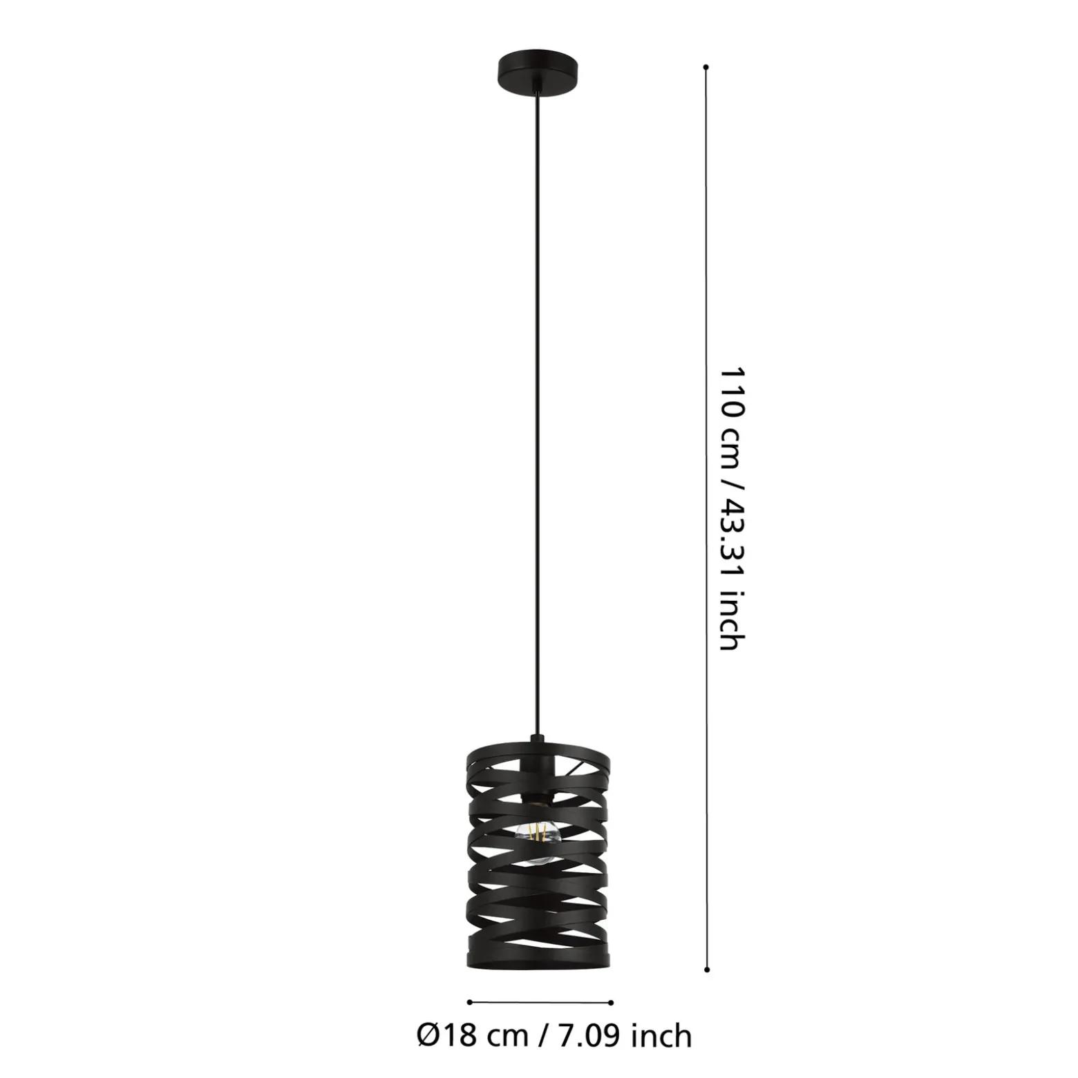 Cremella lámpara colgante, Ø 18 cm, negro, acero