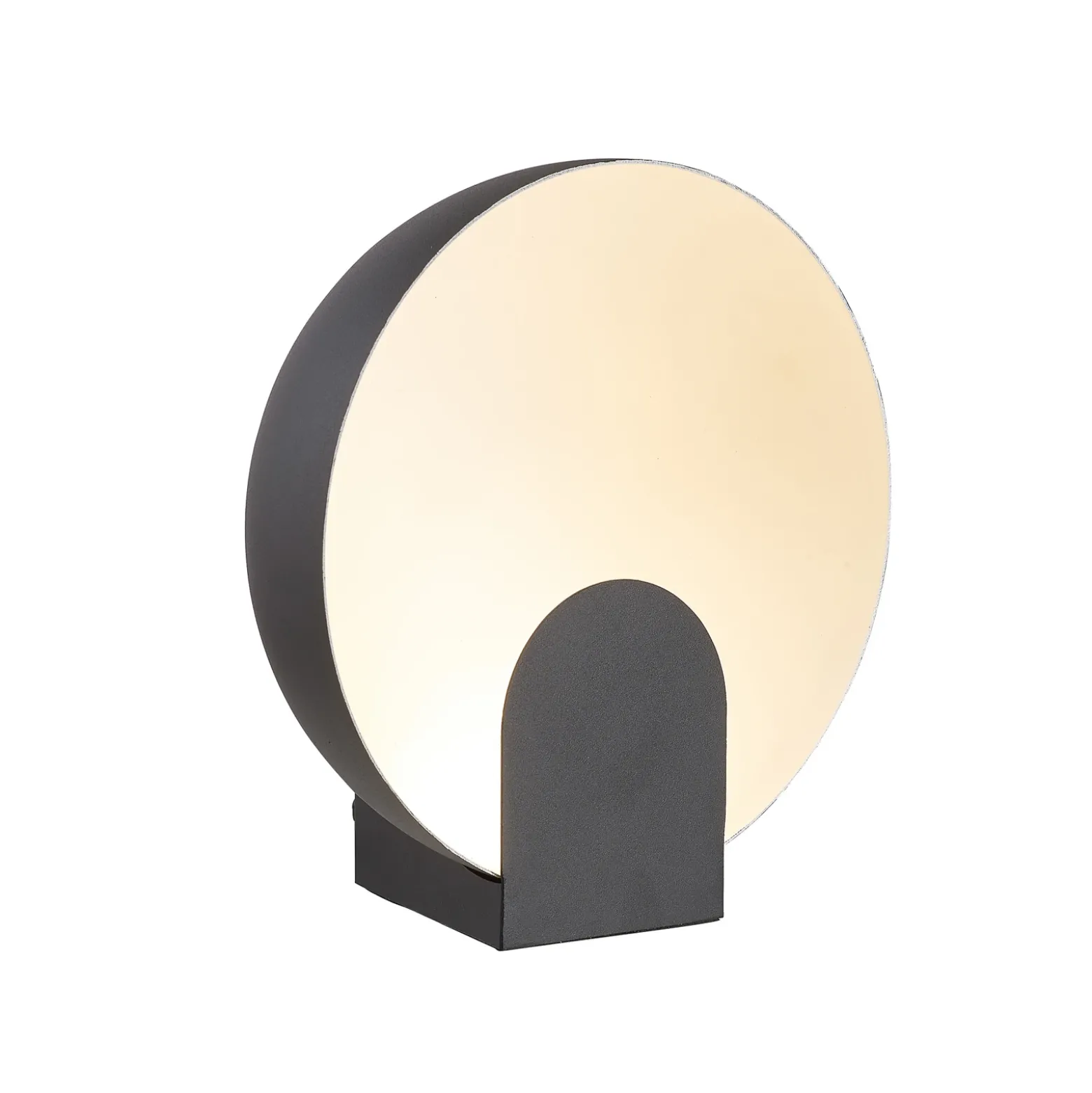 Óculo lámpara de mesa LED, negro, Ø 20 cm, metal, indirecta
