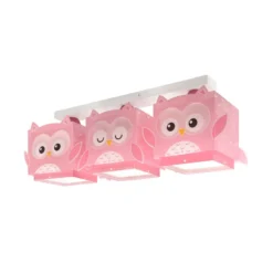 Dalber lámpara colgante Little Owl, rosa, 3 luces