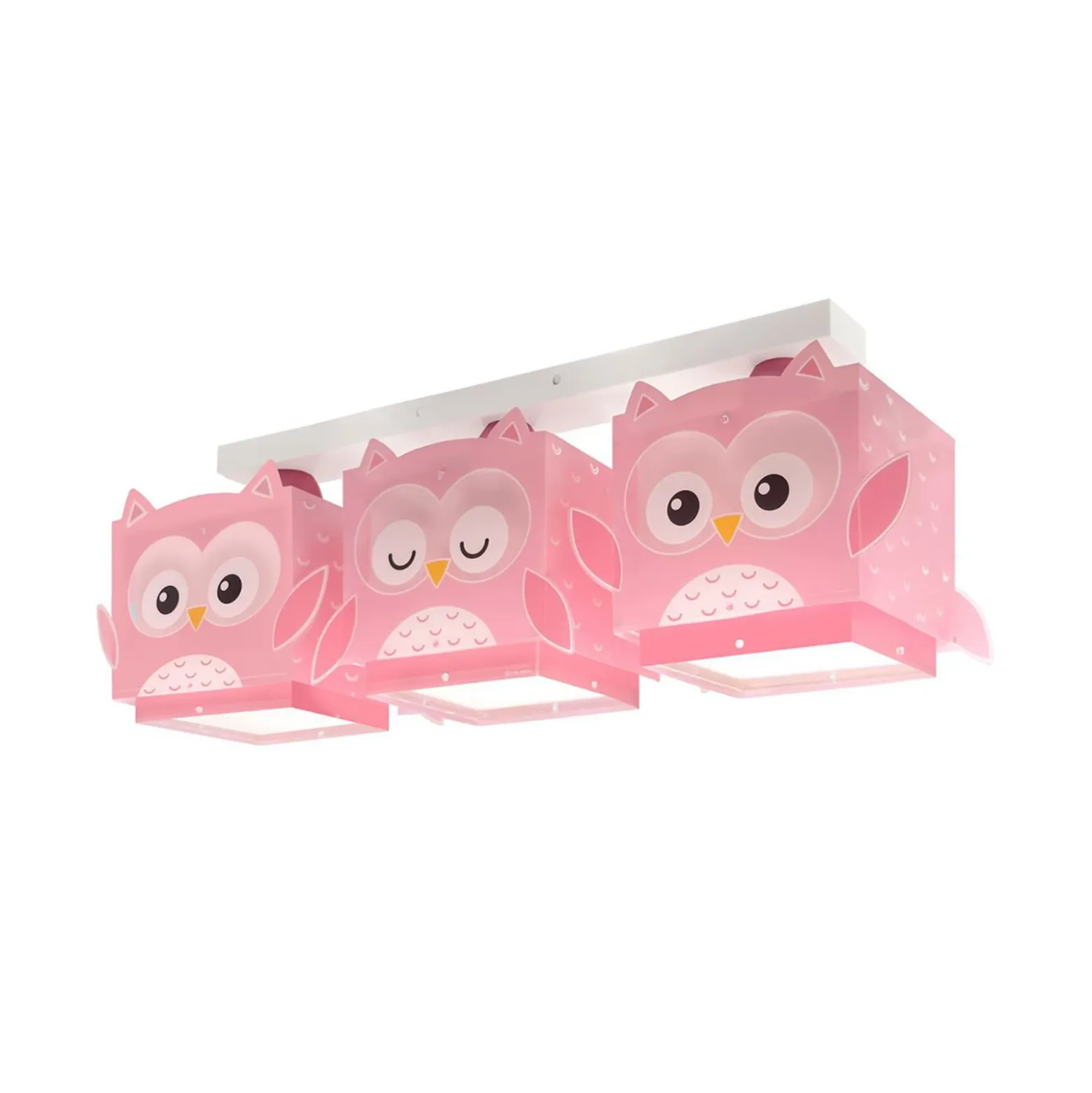 Dalber lámpara colgante Little Owl, rosa, 3 luces