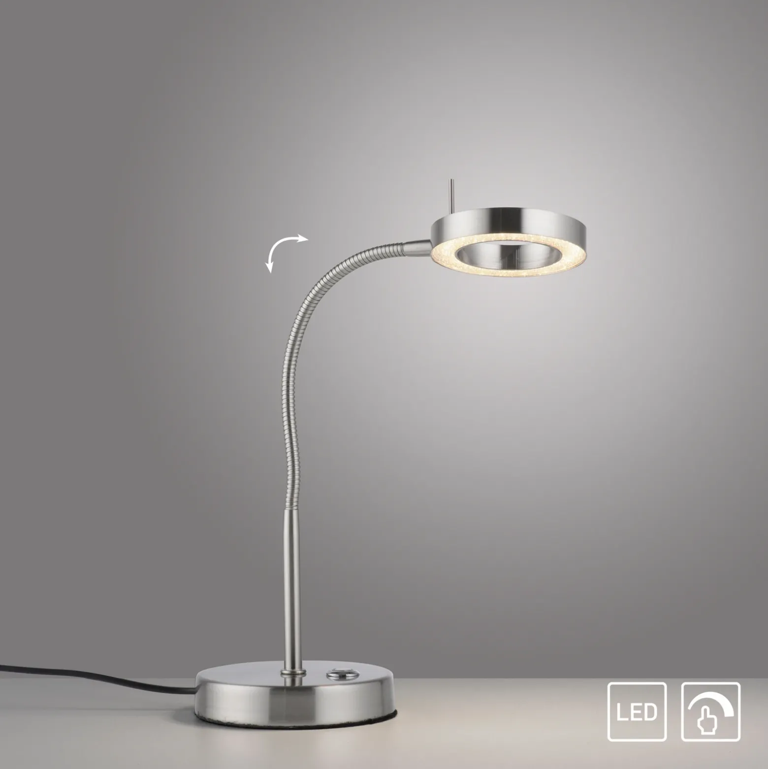 De mesa LED Hensko brazo flexible, dimmer táctil