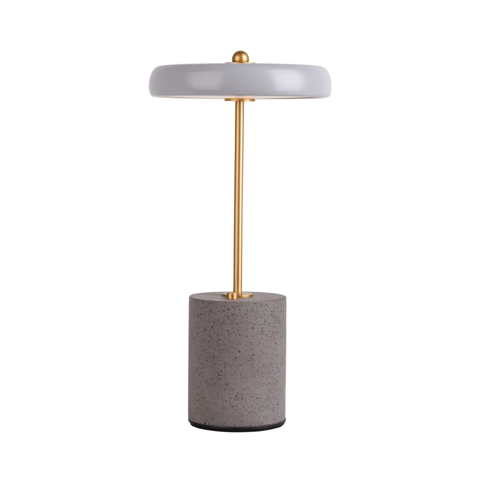 De mesa LED Seta, batería, cemento, pantalla gris