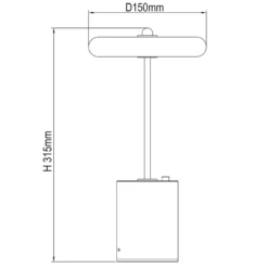 De mesa LED Seta, batería, cemento, pantalla negro
