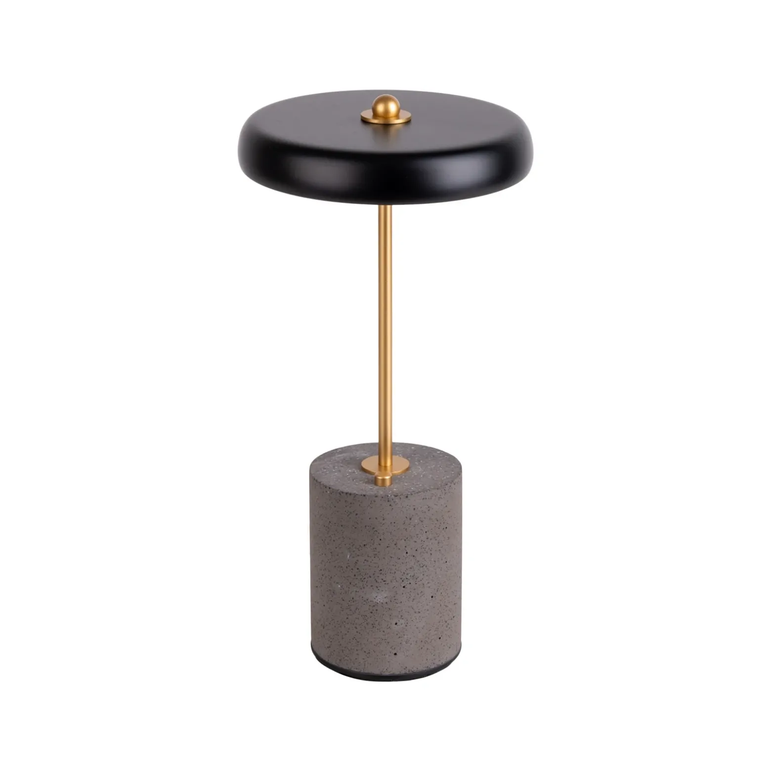 De mesa LED Seta, batería, cemento, pantalla negro