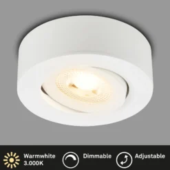 Desi lámpara empotrable LED, blanco, Ø9cm, atenuable, 3000K