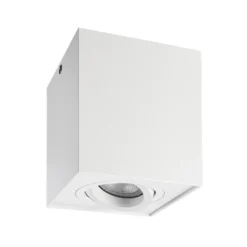 Downlight Bengala angular, blanco, aluminio, GU10, orientable