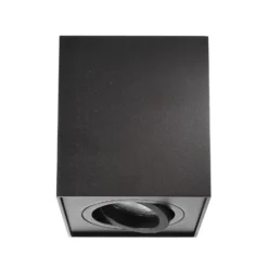 Downlight Bengala angular, negro, aluminio, GU10, orientable