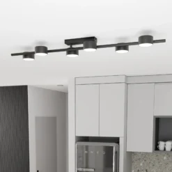 Downlight Bet, longitud 100 cm, negro, metal, 6 luces.