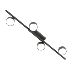 Downlight Bet, longitud 80 cm, negro, metal, 4 luces.