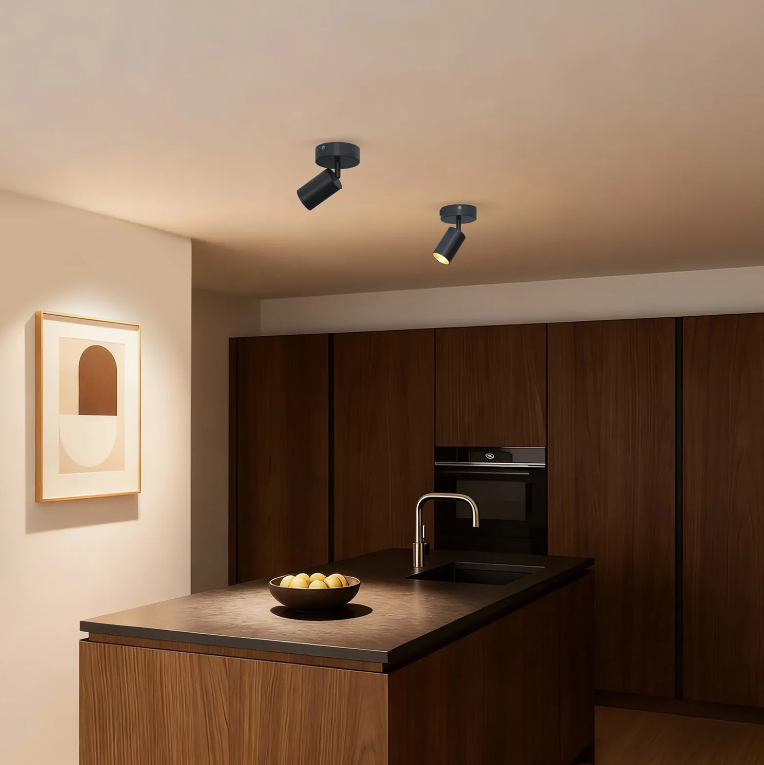 Downlight Calex GU10, negro, Ø 10 cm, 1 luz, metal