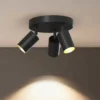 Downlight Calex GU10, negro, Ø 20 cm, 3 luces, metal