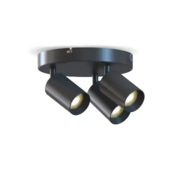 Downlight Calex GU10, negro, Ø 20 cm, 3 luces, metal