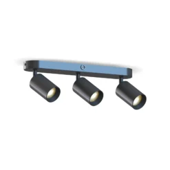 Downlight Calex GU10, negro, longitud 37 cm, 3 luces, metal