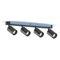 Downlight Calex GU10, negro, longitud 49 cm, 4 luces, metal