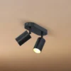 Downlight Calex GU10, negro, longitud 21 cm, 2 luces, metal