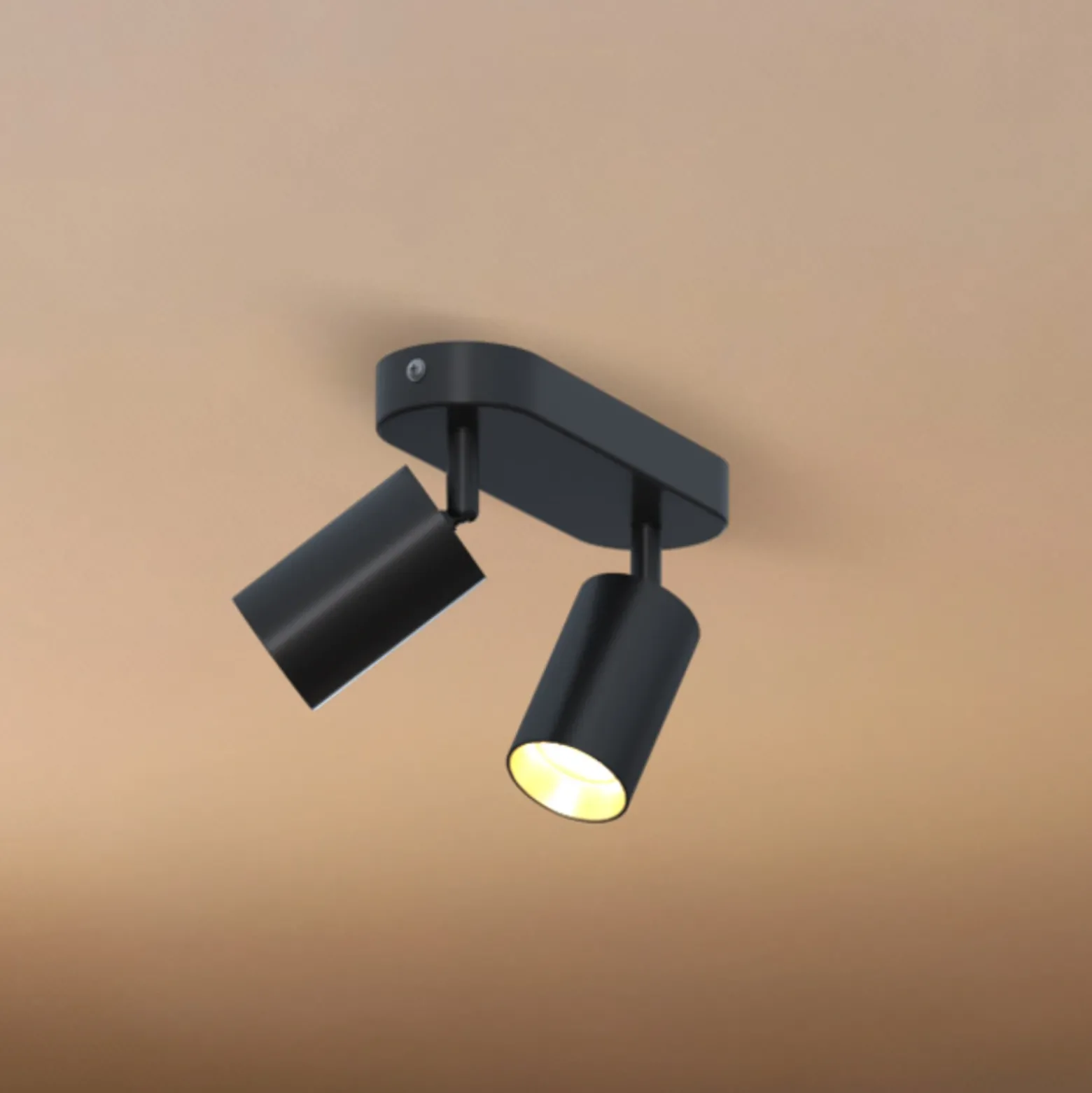 Downlight Calex GU10, negro, longitud 21 cm, 2 luces, metal