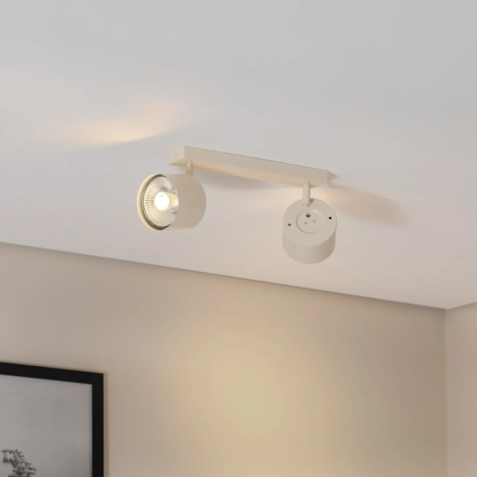 Downlight Chloe, color crema, 2 luces, orientable, GU10