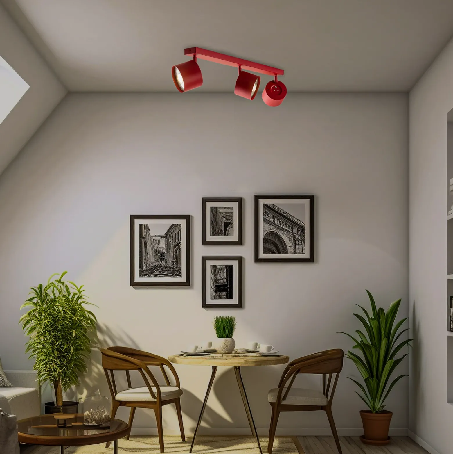 Downlight Chloe orientable 3 luces, rojo