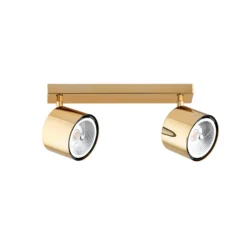 Downlight Chloe orientable, 2 luces, acero color latón