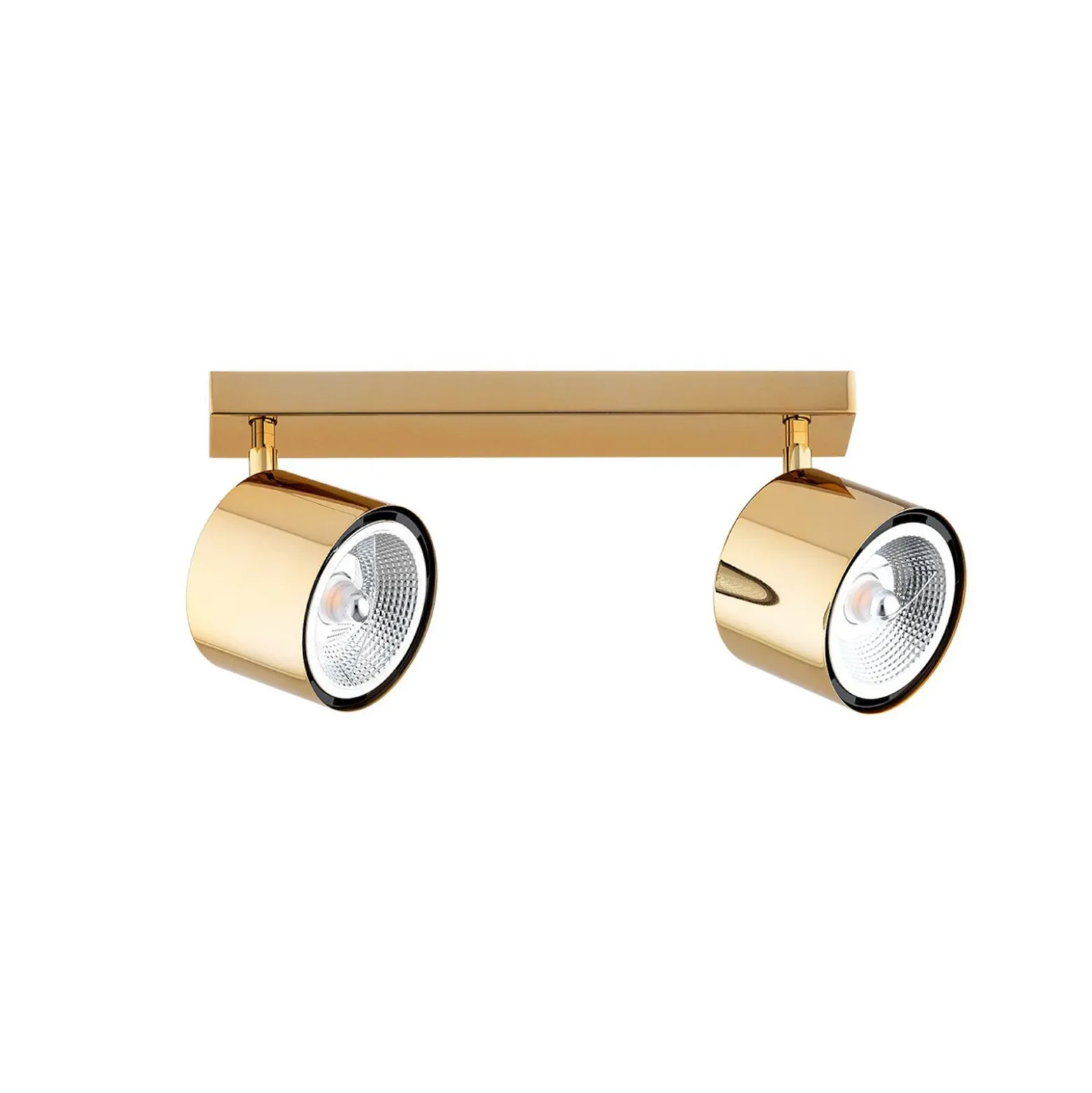 Downlight Chloe orientable, 2 luces, acero color latón