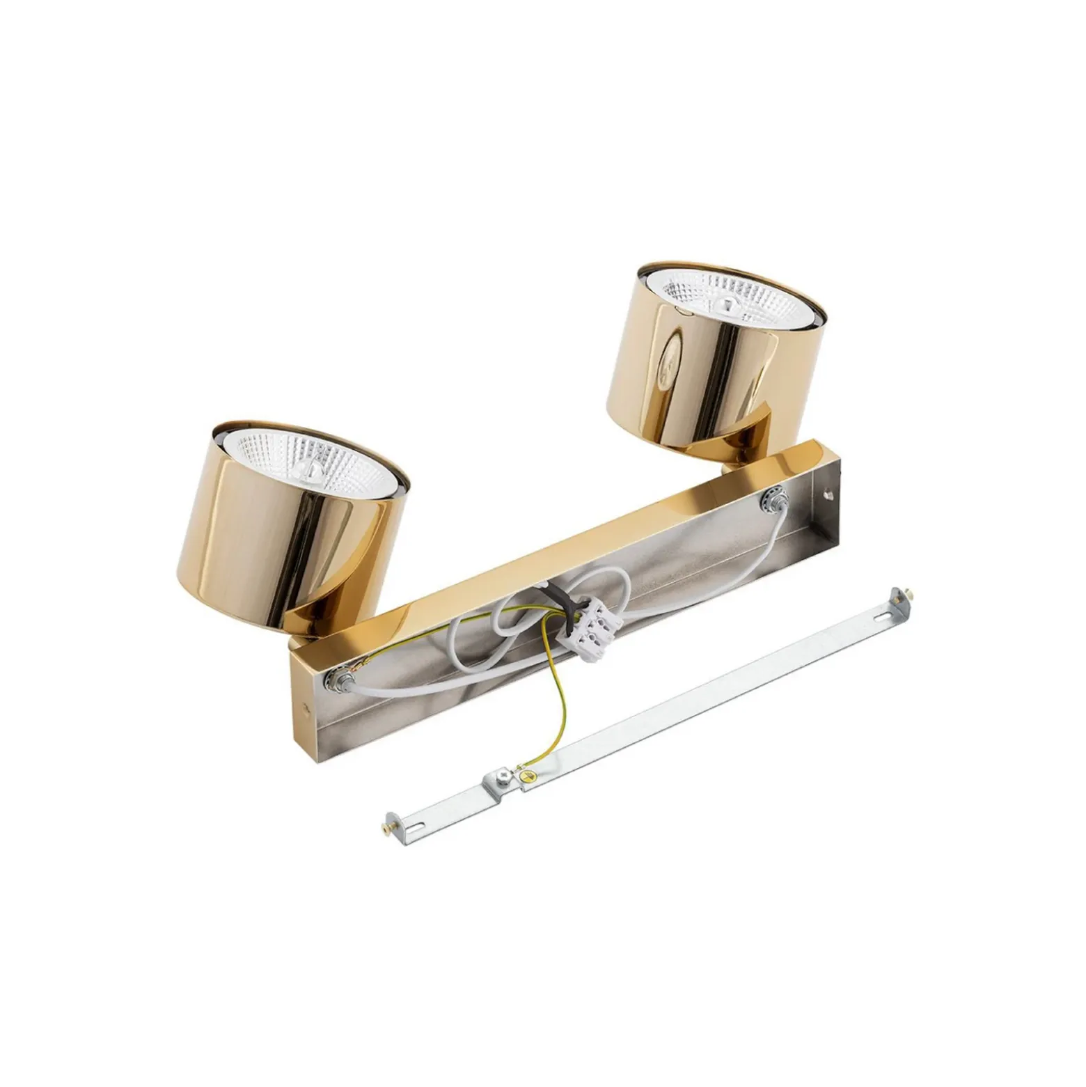 Downlight Chloe orientable, 2 luces, acero color latón