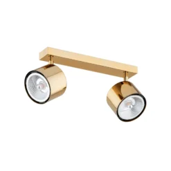 Downlight Chloe orientable, 2 luces, acero color latón