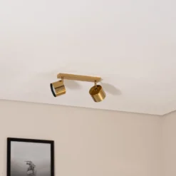 Downlight Chloe orientable, 2 luces, acero color latón
