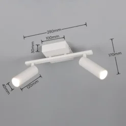Downlight Dara, longitud 28 cm, gris, metal, 2 luces.