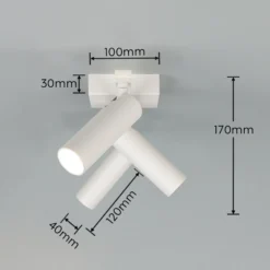 Downlight Dara, longitud 46 cm, gris, metal, 3 luces.