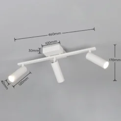 Downlight Dara, longitud 46 cm, gris, metal, 3 luces.