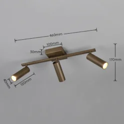 Downlight Dara, longitud 46 cm, metal color platino, 3 luces.