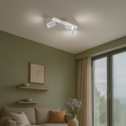 Downlight de carbono, blanco, longitud 45 cm, aluminio, 3 luces.