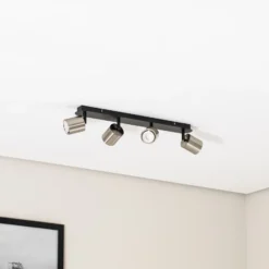 Downlight Demia, negro/níquel, 66 cm de largo, GU10