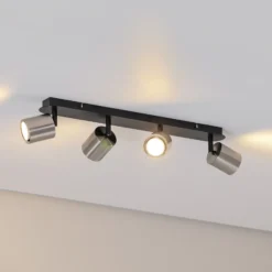 Downlight Demia, negro/níquel, 66 cm de largo, GU10
