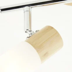 Downlight de techo Babsan, longitud 27,5 cm, madera clara, 2 luces.