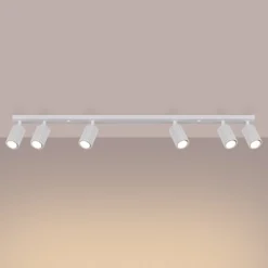 Downlight de techo carbono, blanco, longitud 117 cm, aluminio, 6 luces.