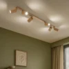 Downlight de techo carbono, dorado, longitud 117 cm, aluminio, 6 luces.