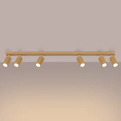 Downlight de techo carbono, dorado, longitud 117 cm, aluminio, 6 luces.