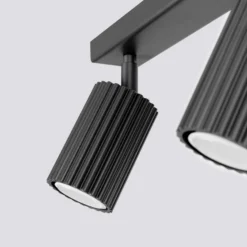 Downlight de techo carbono, negro, longitud 45 cm, aluminio, 3 luces.
