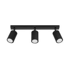 Downlight de techo carbono, negro, longitud 45 cm, aluminio, 3 luces.