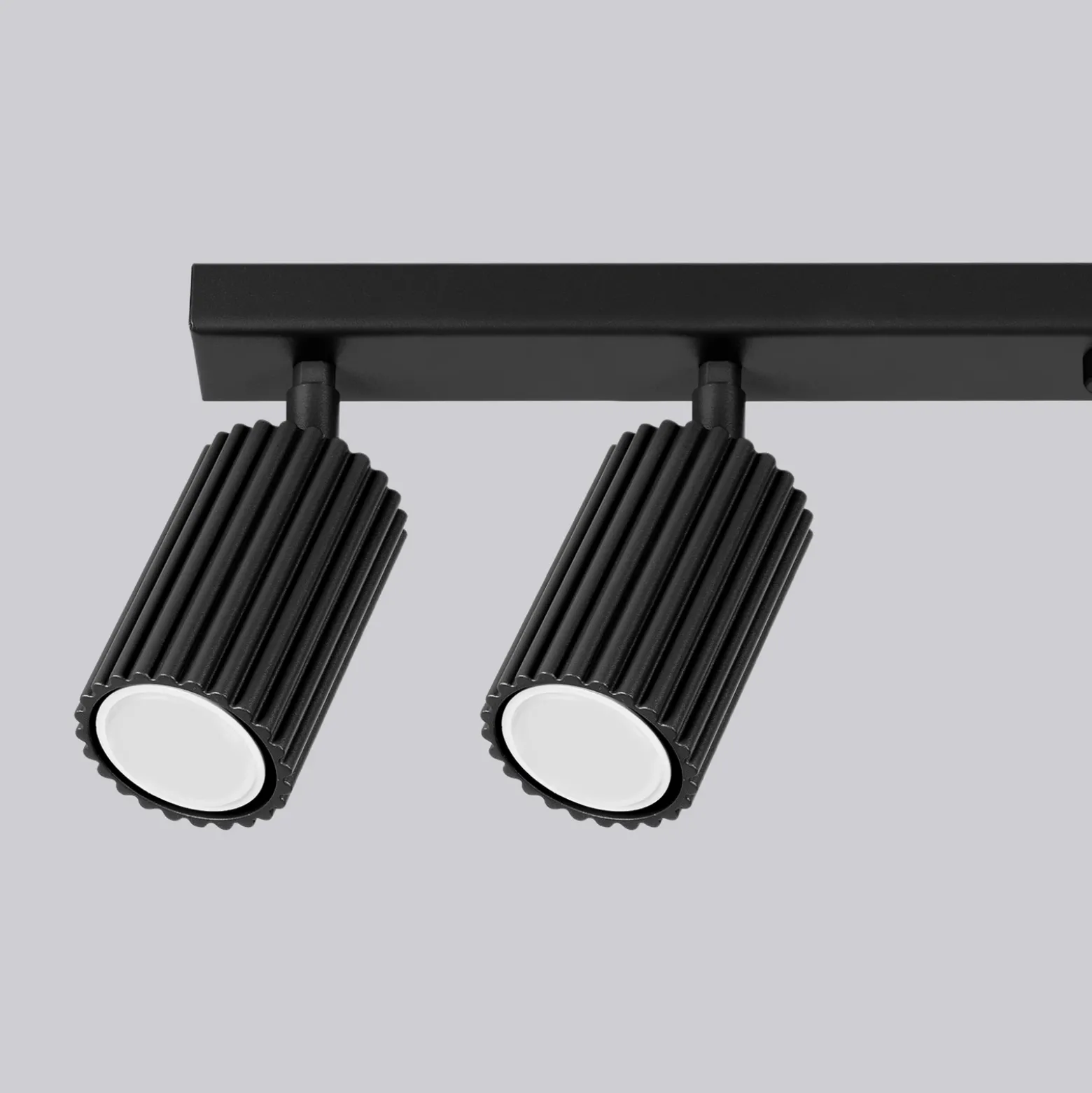 Downlight de techo carbono, negro, longitud 117 cm, aluminio, 6 luces.
