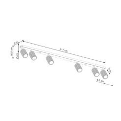Downlight de techo carbono, negro, longitud 117 cm, aluminio, 6 luces.