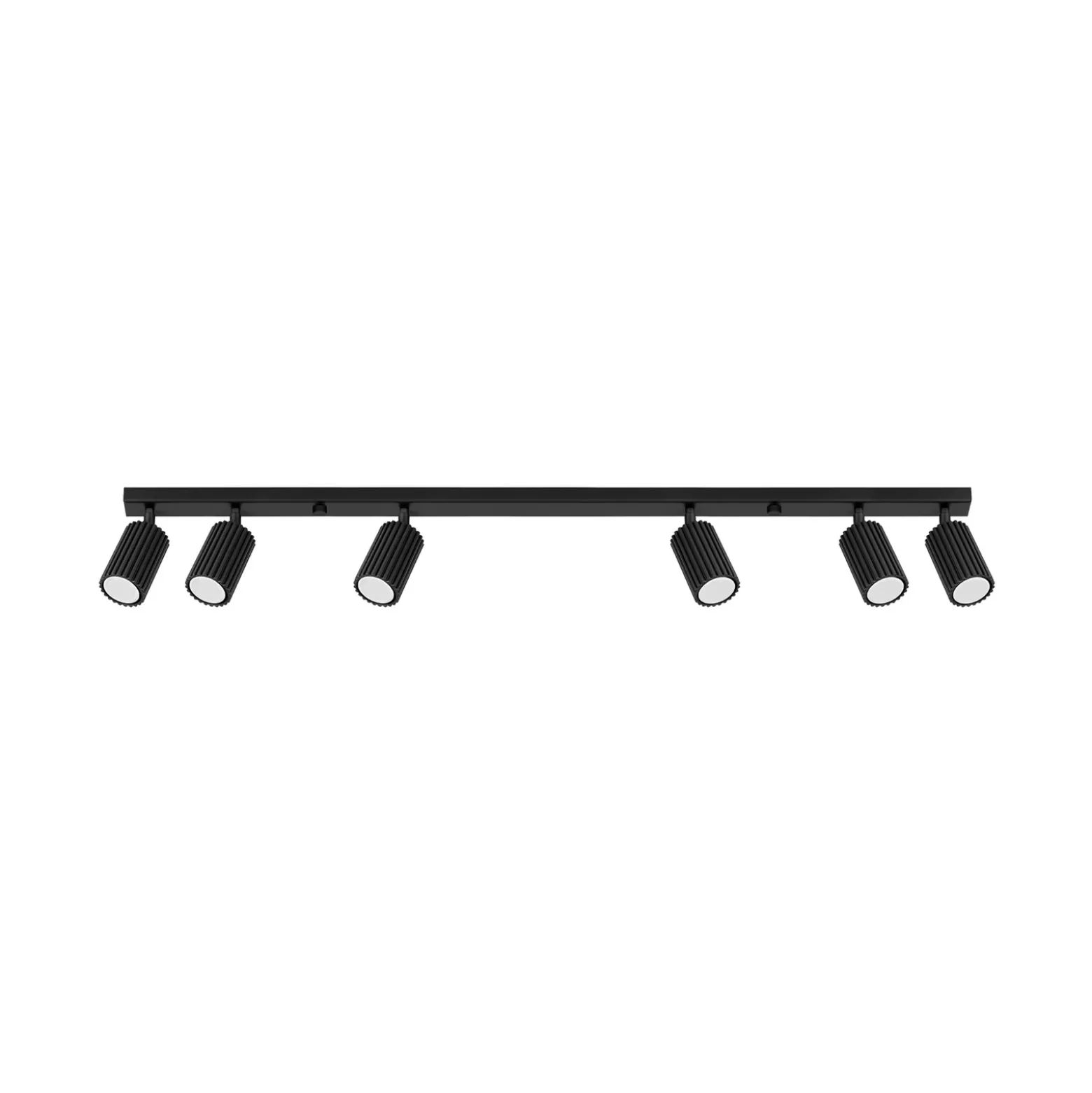 Downlight de techo carbono, negro, longitud 117 cm, aluminio, 6 luces.